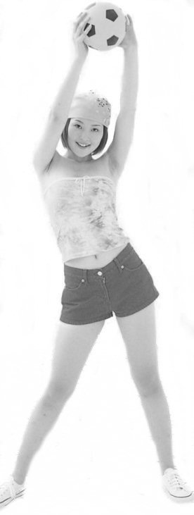 Gorgeous japanese actress Akira Watase is undressing, with red short pants.